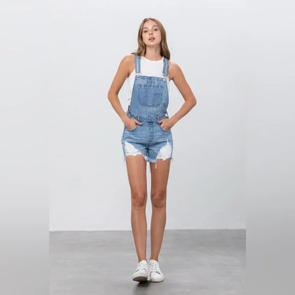 Insane Gene Jean Shorts Overalls Size Small - Picture 12 of 16